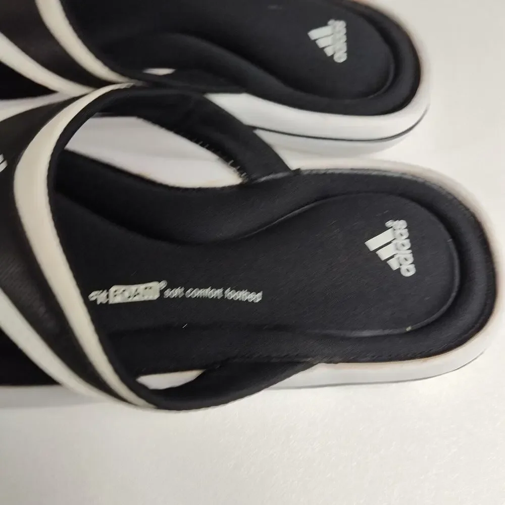 Adidas Womens Size 4 Fit Foam Soft Comfort Footbed Flip Flop Sandal Black/ White